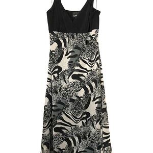 Scarlett Dress Black bodice with Animal Print Zebra and braided straps Sz 12